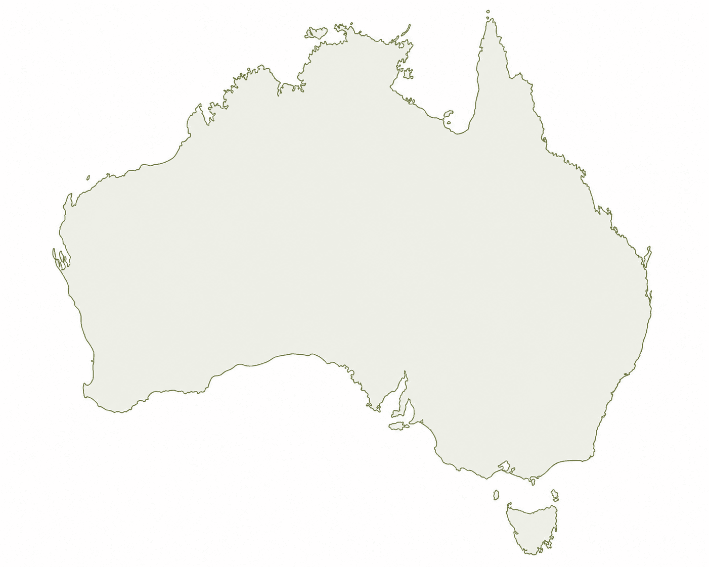 Map of Australia showing Wellshare room search locations