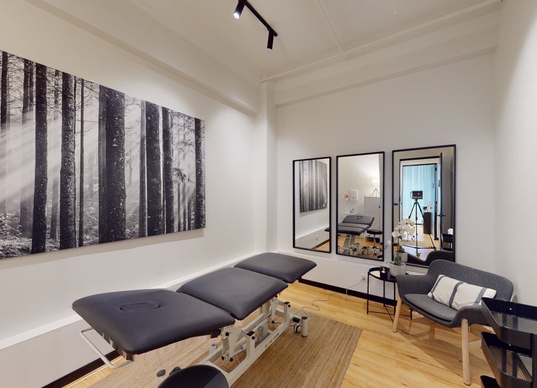 Treatment room set up for practitioner appointments